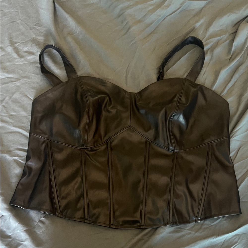 Torrid Black Faux Leather Tank Top
